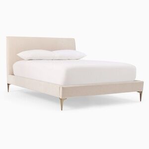 West Elm Andes Cream Upholstered King Bed Frame